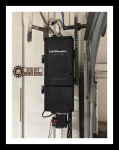 lift master commercial garage door opener installed on commercial garage door by Steel City Garage Doors